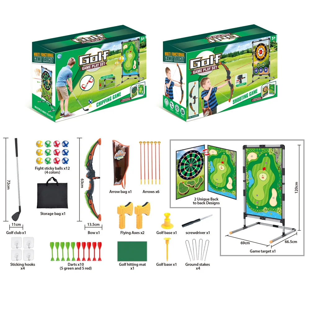 Double-sided Bow and Arrow Golf Set With Sticker Target Dart Board Play Indoor and Outdoor Sports Toys Game Set Toys Gift