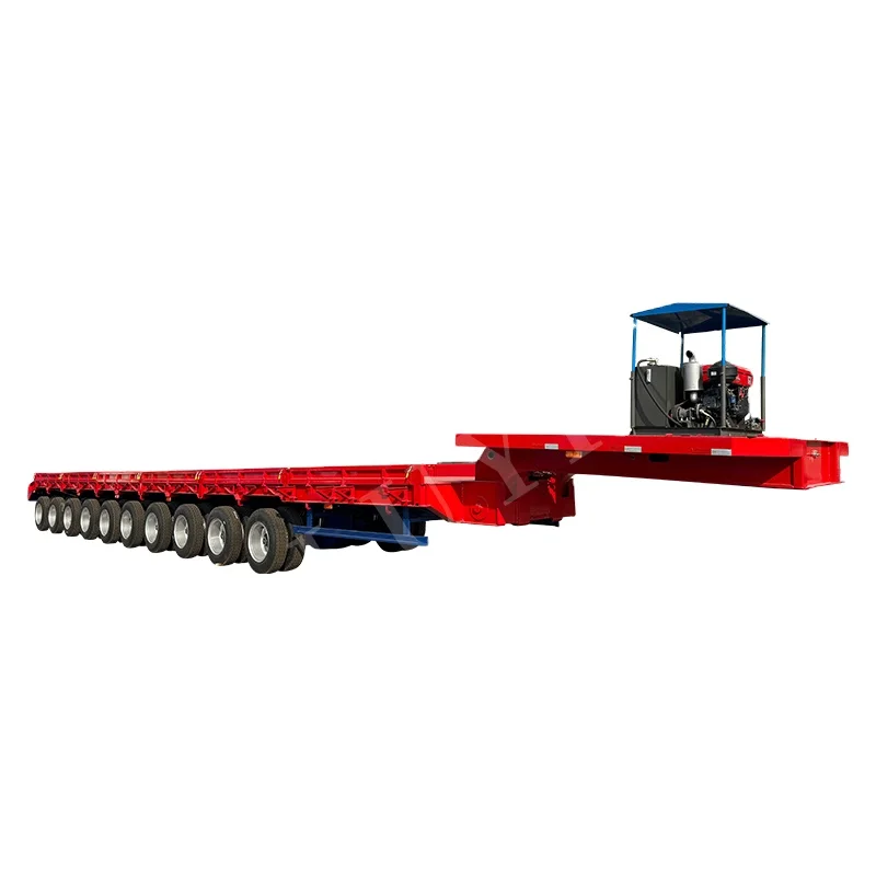 Hydraulic Lifting Steering Shaft Low Bed Truck Trailer 10 Axles Hydraulic Lifting Gooseneck Low Bed Semi Trailer