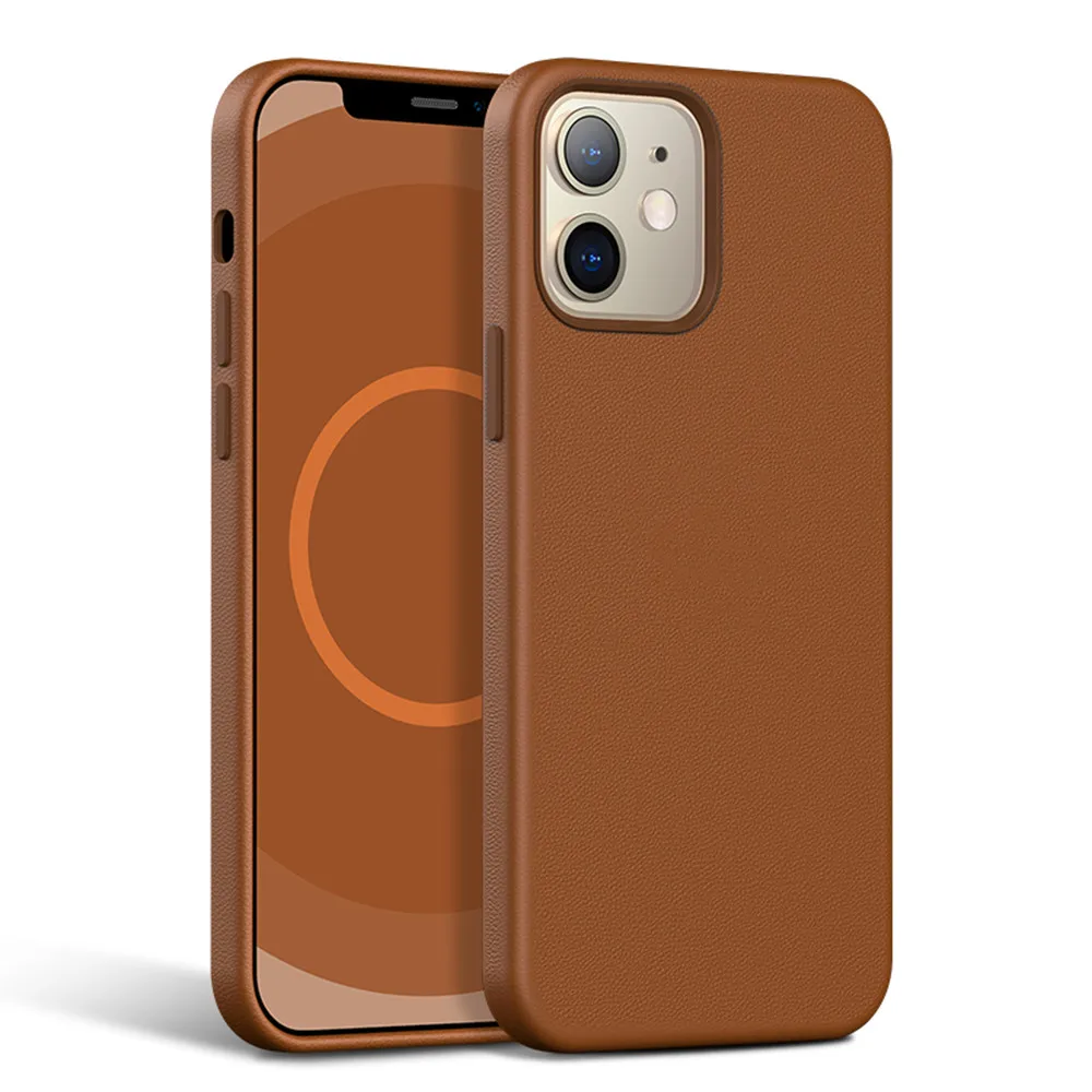 Genuine Leather Case Pop Up Window Leather Case with Logo for Magsafe for iPhone 12 13 Pro Max Mini