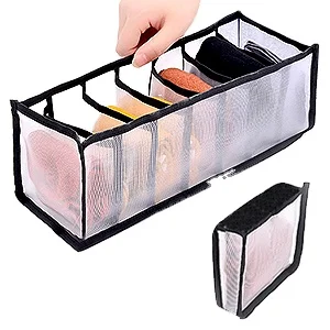 Pack of 5 Underwear Drawer Organizer Set Foldable Storage Divider Boxes Includes 6/7/7/11/11 for organizer socks and bras