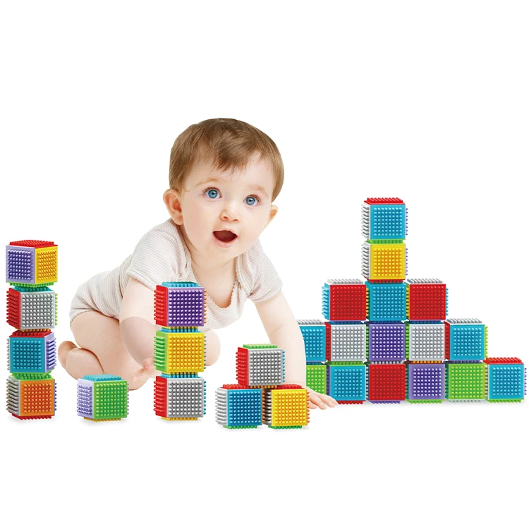 Kidsmelody Bristle Shape 3D Building Blocks Baby Sensory Blocks STEM Toy Set Educational blocks For kids 25pcs