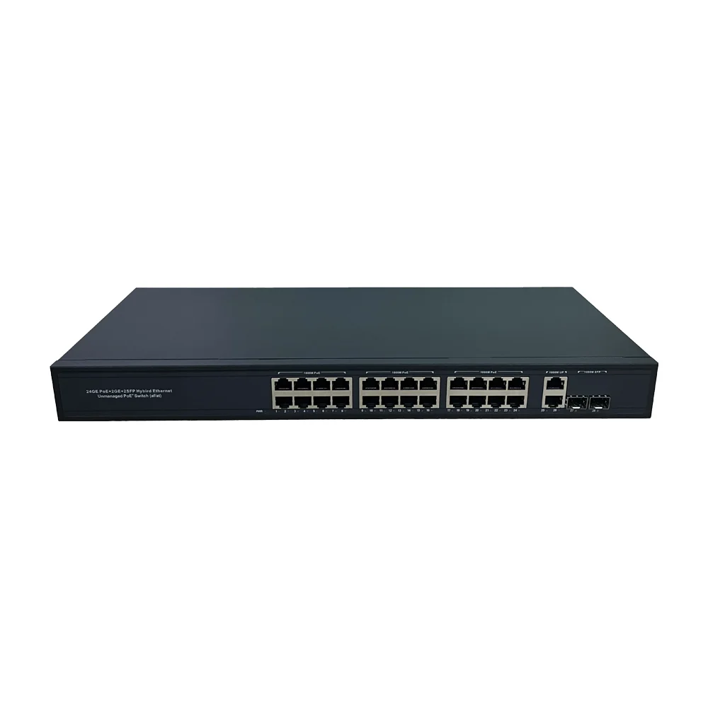 OEM/ODM High Quality 10/100/1000M 24 Ports + 2 UpLink (10/100/1000M) + 2 SFP(10/100/1000M) IEEE 802.3 af/at Poe Switch