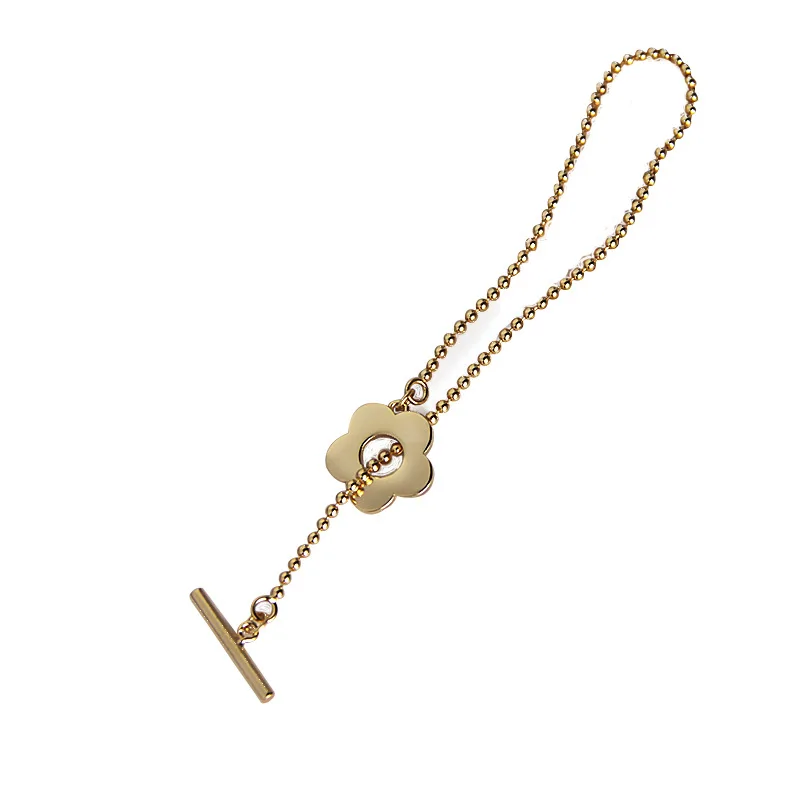 SL020 100% 925 Solid Real Sterling Silver Fashion 18 k gold plating Beads Chain Bracelet For Teen Girls Lady