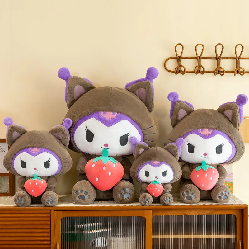 Botu Strawberry Kulomi Plush Doll Toys Kawaii  New Transformation Into Cat Kulomi Stuffed Pillow Kids Halloween Gift