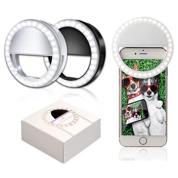USB перезаряжаемый косметический макияж для всех мобильных телефонов с зажимом на вспышке Selfie 36 LED Ring Light