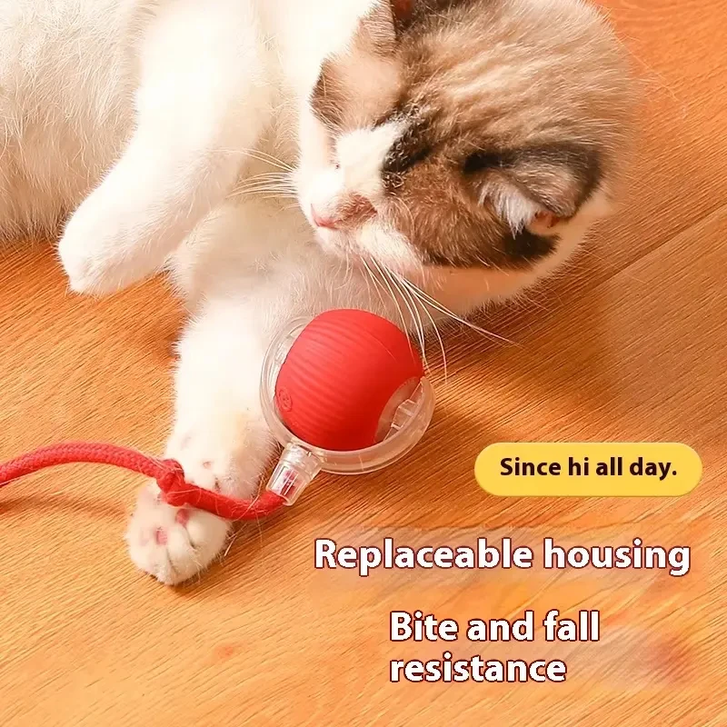 Bird Sound Wholesales Electric Smart Self-Rolling Cat Ball Automatic Moving Rechargeable Interactive Cat Toys Ball With Rope