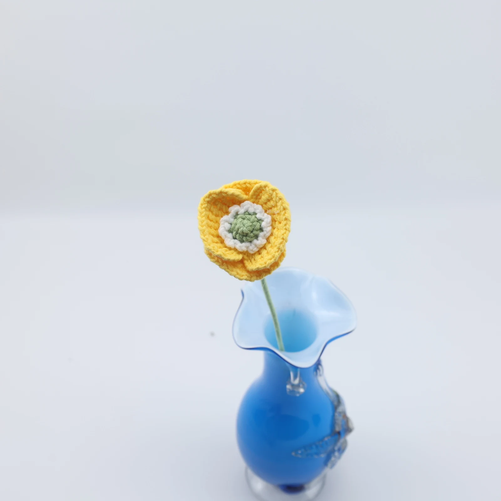 Wholesale 1pcs Finished  Hand-Kintted Corn Poppy Flower festival Gift, Artificial Crochet Handmade Crochet Milk Cotton Bouquet