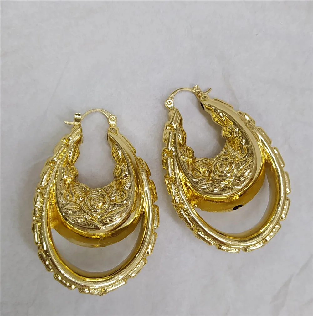 GDJWRI Z699 accessories jewelry wholesale luxury brazilian african women earrings 18k gold plated