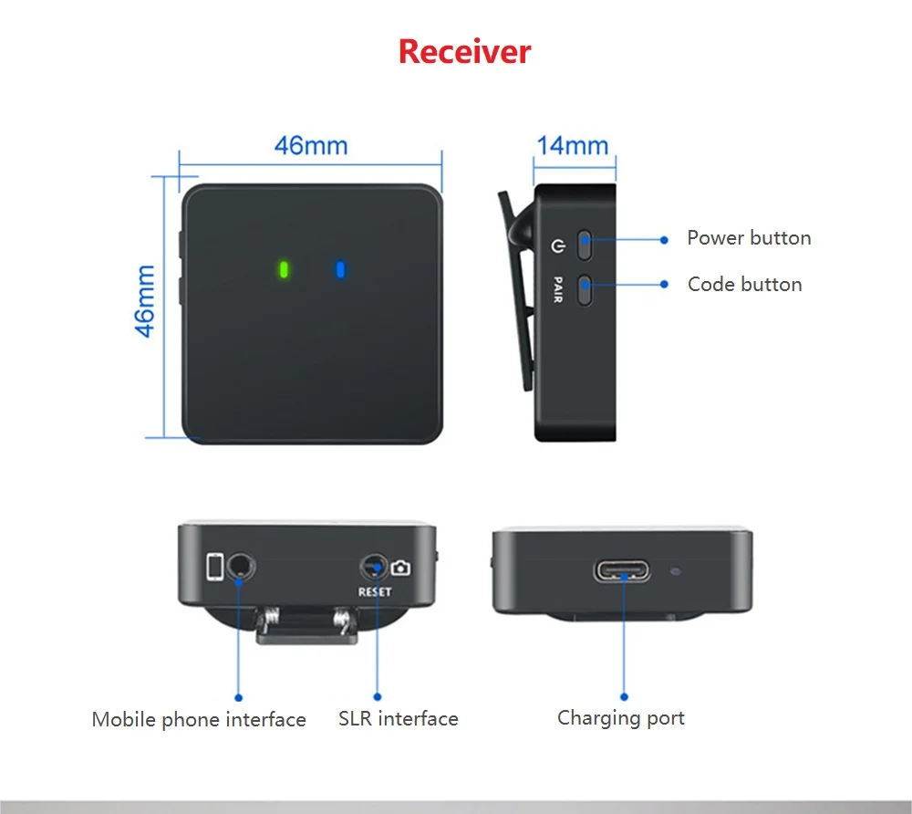 Mcoplus 2.4G Wireless Microphone Lavalier Mic for Smartphone Phone DSLR Camera DV Youtobe Tiktok Vlog Recording