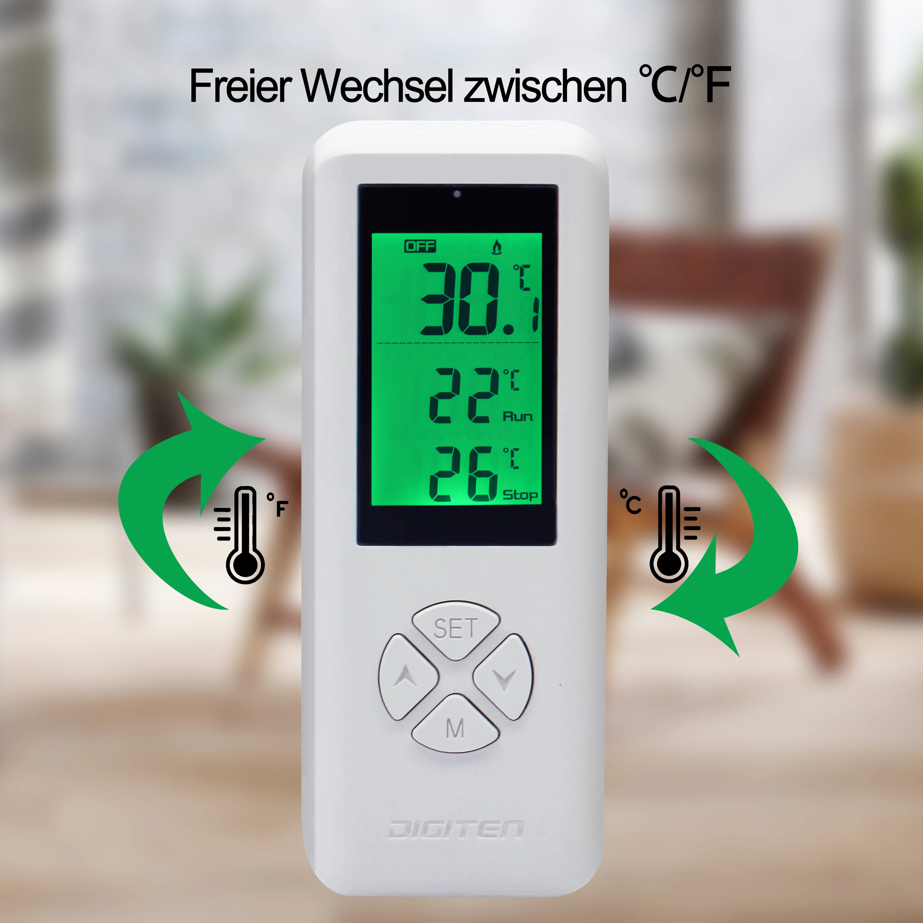 DIGITEN WTC100 wireless thermostat built-in sensor, Plug-in Thermostat Outlet Remote Control Heating Cooling Mode