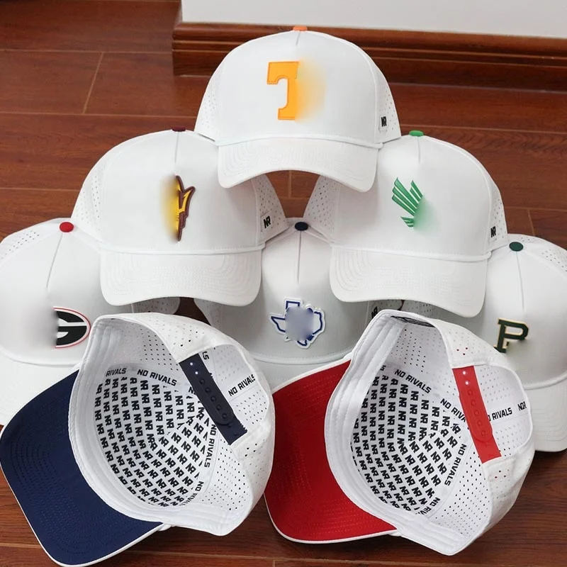 HN10 Curved brim laser cutting hole perforated hat rope golf nylon baseball caps hats quickly dry hat with rope