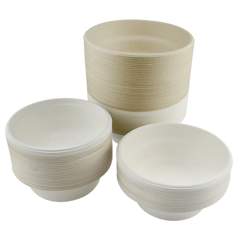 Heat-Resistant Sugarcane Fiber Biodegradable Disposable Division 10 oz 20oz Rice Paper Bowl For Kids