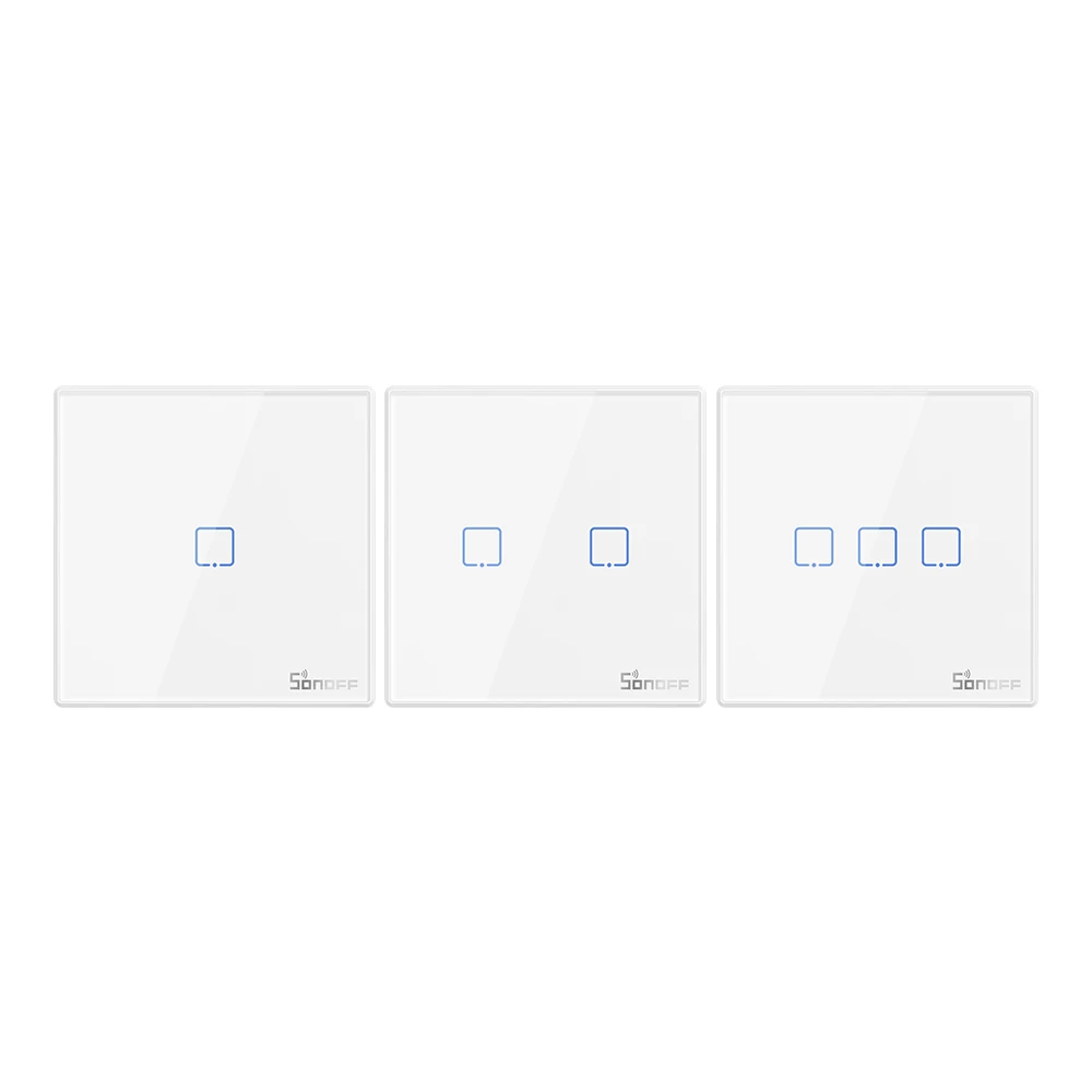 SONOFF T2EU1C-RF 86 Type Wall Panel Sticky 433MHz Wireless RF Remote 1-3 Gang For smart home