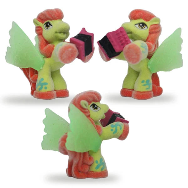 Мини-зеленые крылья лошади с Флокированным пластиком и пушистыми лошадьми в подарок для детей игрушки