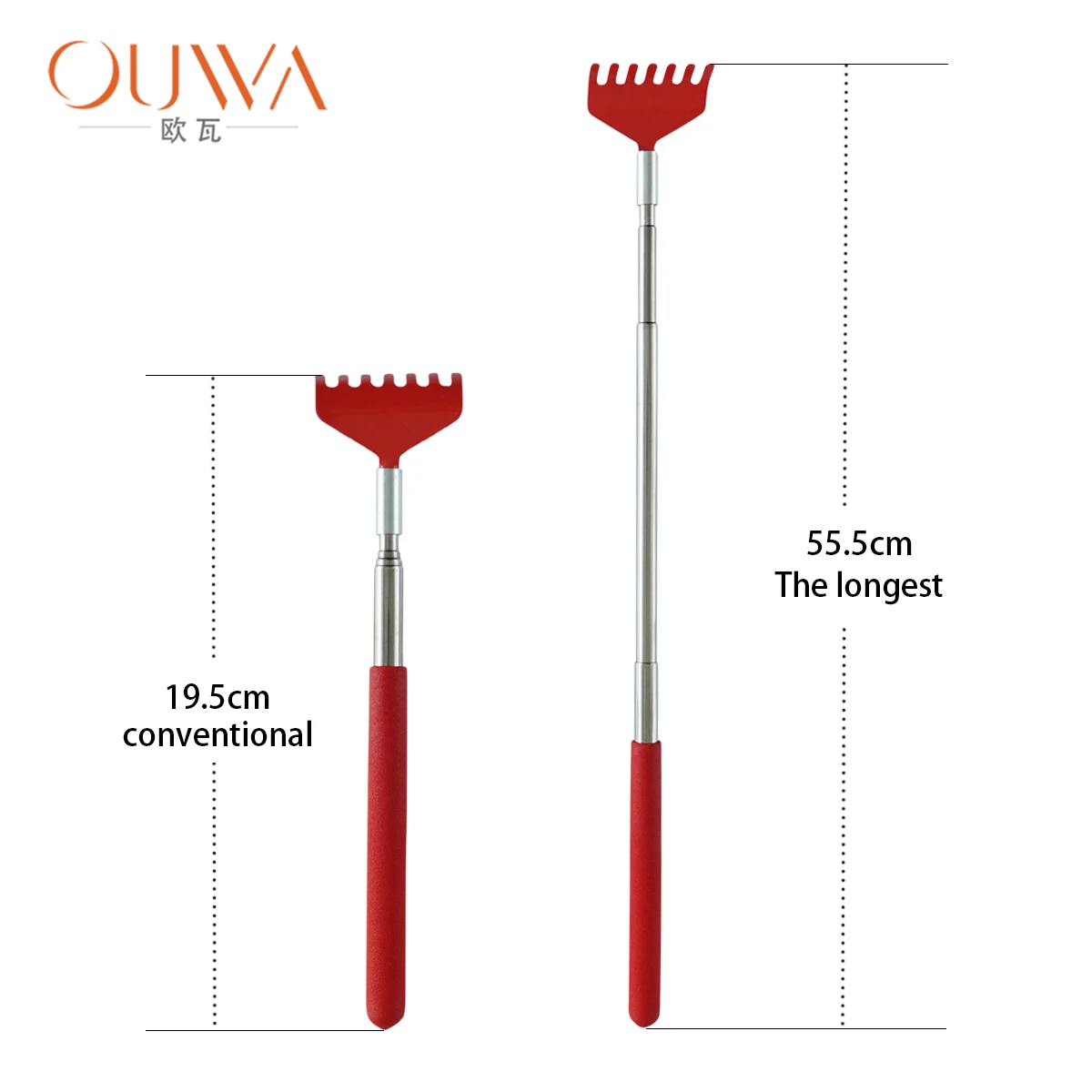 
Red color retail ultimate stainless steel comfortable body itching metal back scratcher 