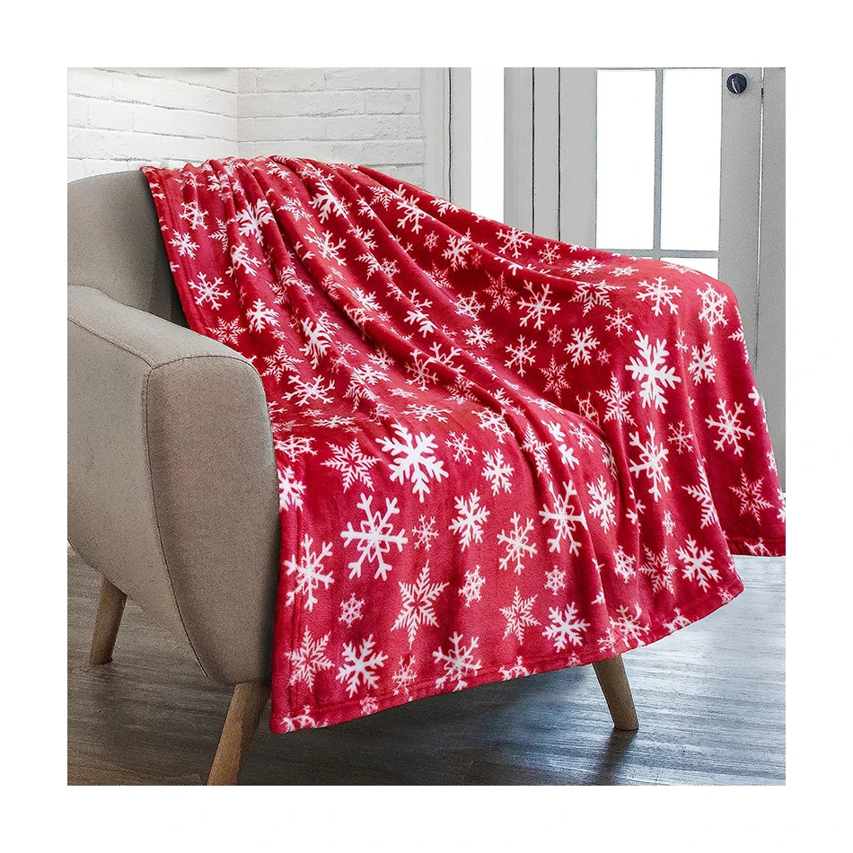 Winter Christmas Festive Home Sofa Couch Decoration Gift Customized Soft Walm blanket Sherpa Flannel Fleece Printed Throw