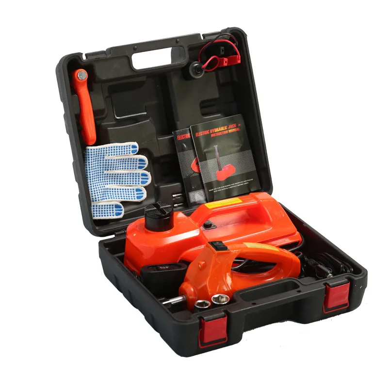 Car Tire Change Tool Kit With Warning Triangle Box 12V DC Power 5 Tons Electric Hydraulic Car Jack With Wrench