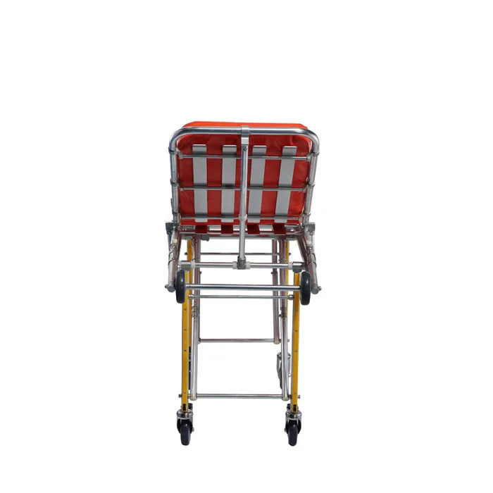 Ambulance Portable Folding Stretcher Mortuary Trolley Abs Bed Head Two Crank Manual Hospital Bed Black Metal CE Used Ambulance