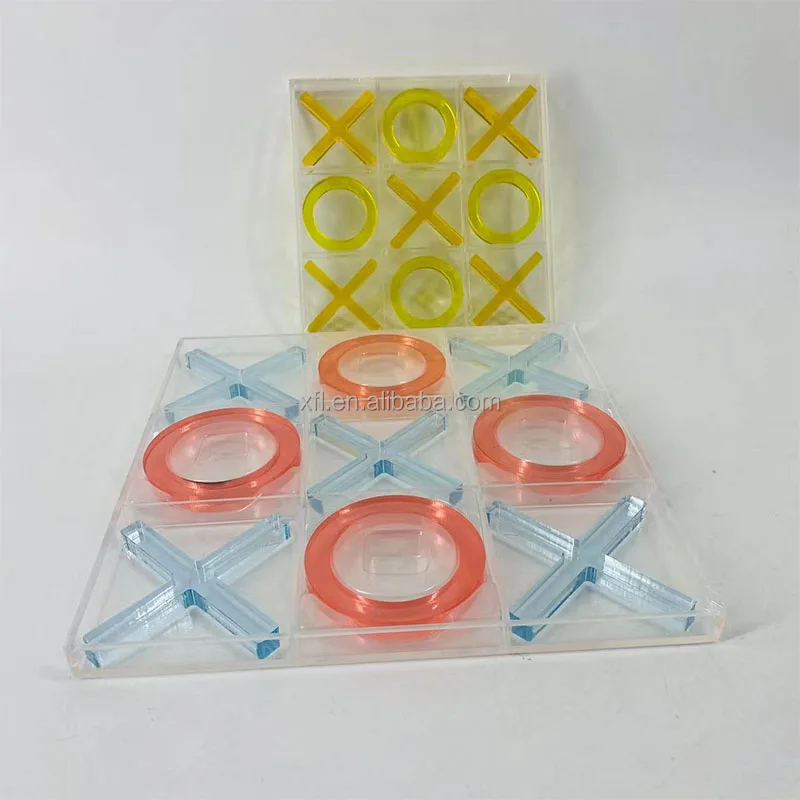 Eco-friendly acrylic tic tac toe factory customize tic tac toe game high clear colorful X and O game set