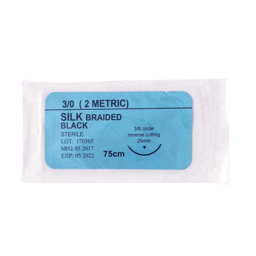 high quality Best Selling Products Needles Thread Non Absorbable Medical Silk Suture Sutures for veterinary Use with High Quality