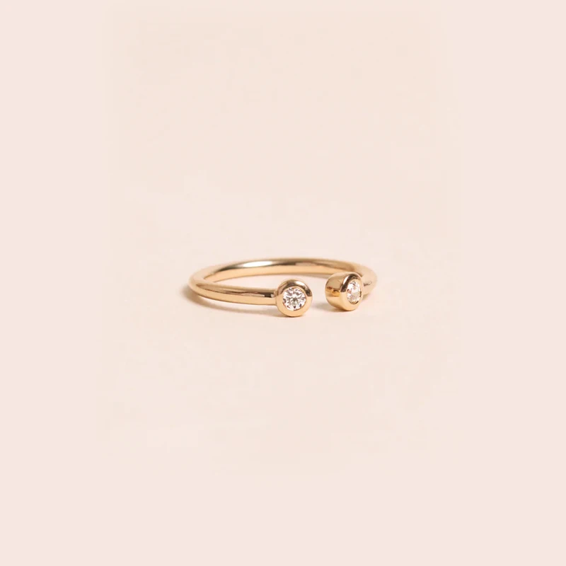 Double Diamond Star 18K-Style Ring for Women - Unique Zirconia Design, Elegant, Minimalist, and Light Luxury for Instagram