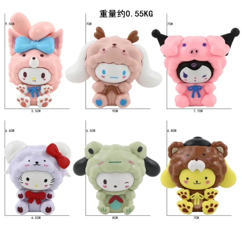 24 стиля Sanrios Косплей Слепая Коробка анимация совместная Подпись Kuromi My Melody Pom Purin HK кошка фигурка Рождественский подарок