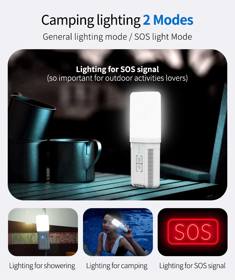 4400mA Battery Portable Outdoor Shower Big Capacity Travel Pump Water Shower LED Light Portable Electric Shower