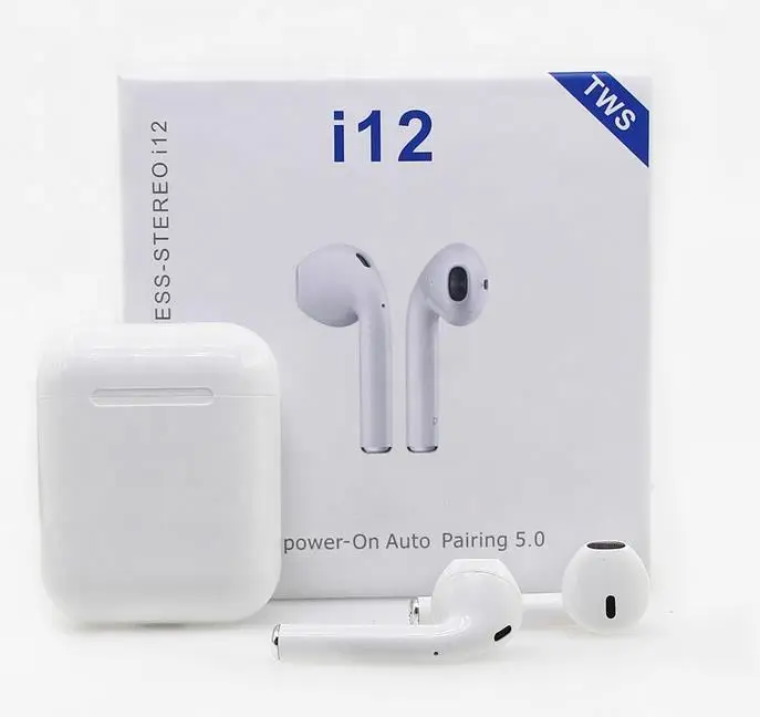 
2020 hot sale touch i12 V5.0 TWS stereo earbuds i12 tws earphone i900 earphone with wireless charging 