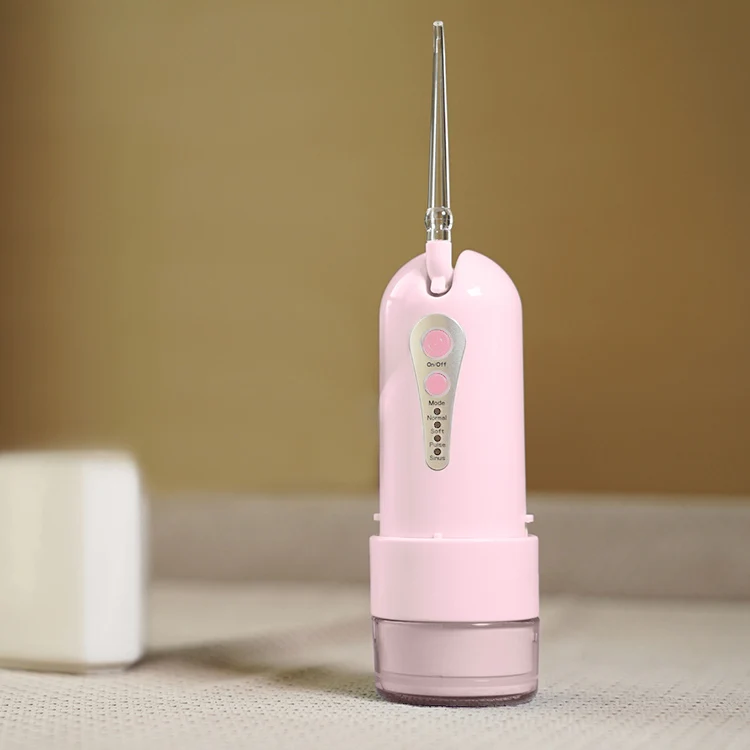 Mini portable collapsible travel water flosser pick dental oral irrigator hygiene different pink for lady