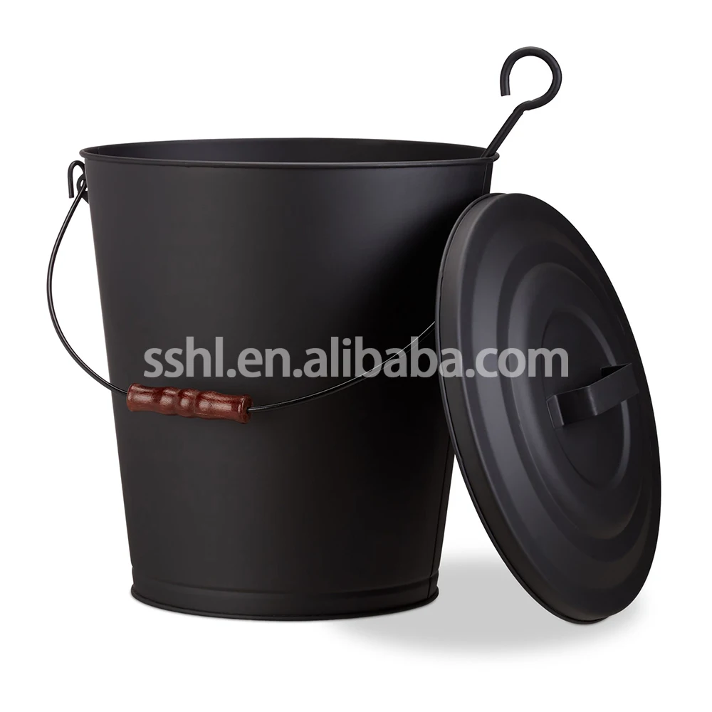 Fireside ash bucket with lid coal bucket for fireplace fire pits Metal Buckets