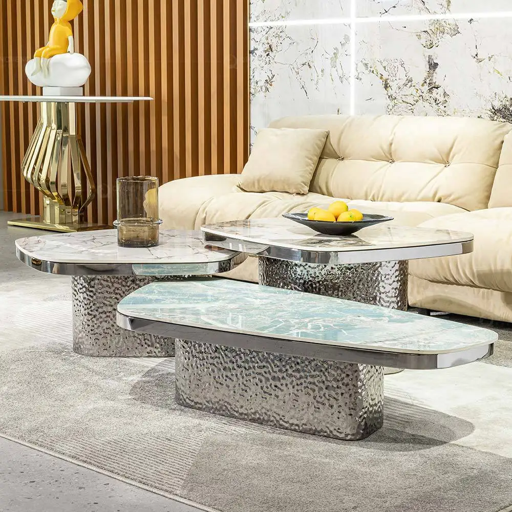 Marble Combination Tea Table Home High-end Villa Italian Light Luxury Special-shaped Tea Edge Several Luxury Stone Tea Table