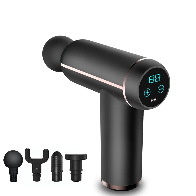 Новое поступление 2021, 32 скорости, 4 головки, портативный массажный мини-пистолет, usb type c, чехол для переноски