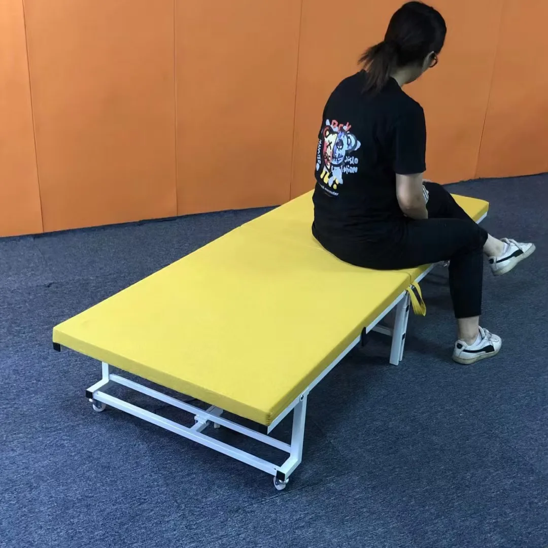 Apartment bedroom furniture  portable foldable metal frame sponge mattress bed modern design for home dormitory bedroom sleep