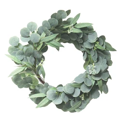 supplies wholesale spring wreath with seeds floral front door hello gift package artificial silver dollar eucalyptus wreath