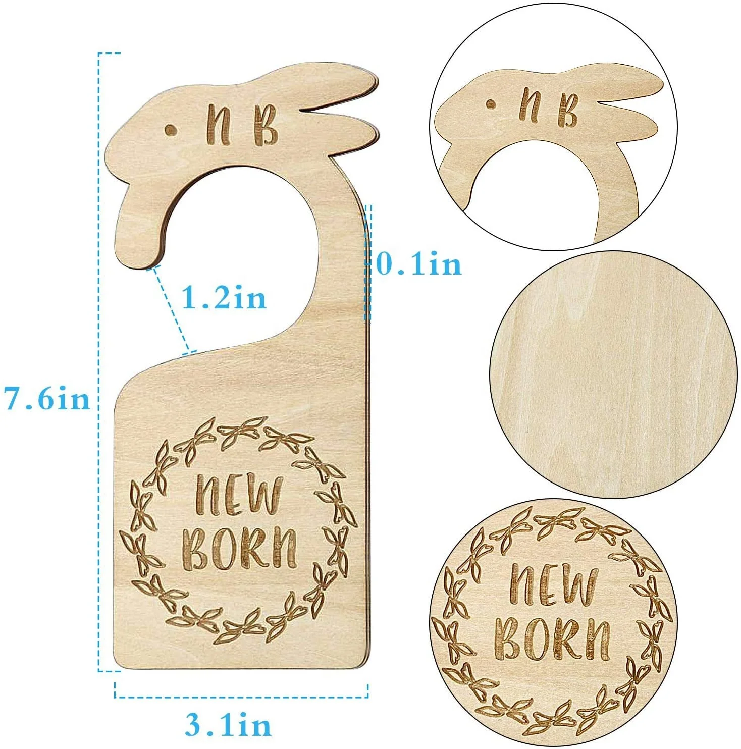 Environmentally Friendly DIY Wooden Baby Clothes Divider Sign Laser Cut Poplar Wood Sign for Newborn Clothing Classification