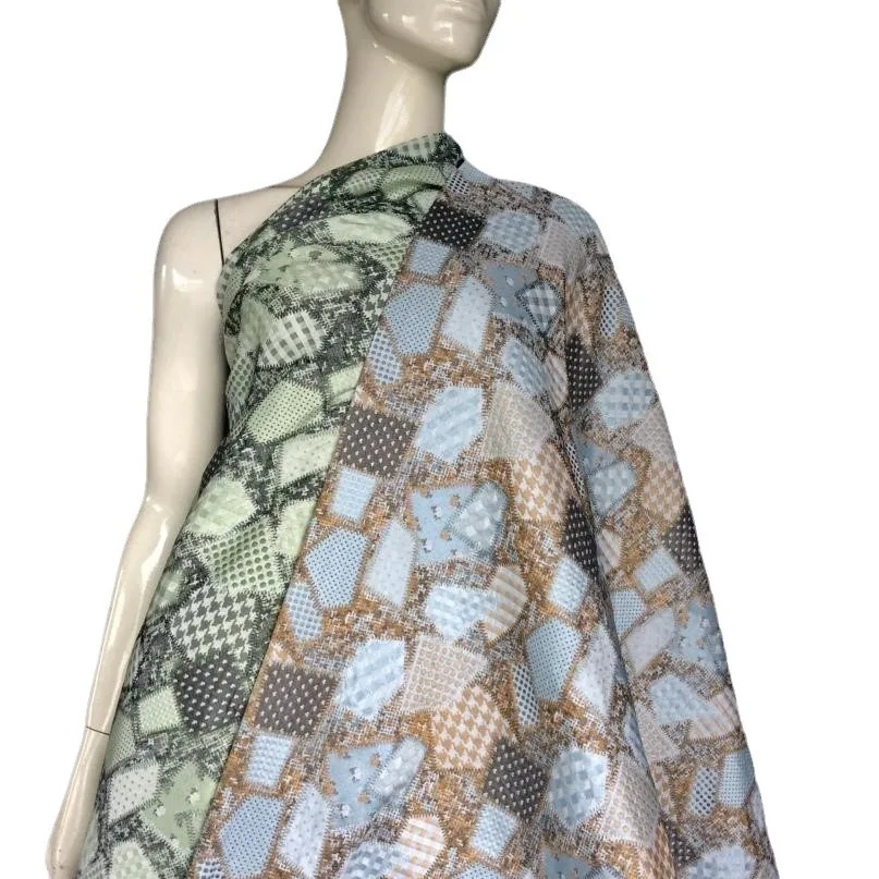 Eco-friendly 2024 New Design Polyester Geometric Tencel Cotton Brocade Geometry Woven Jacquard Fabrics for Women Clothing