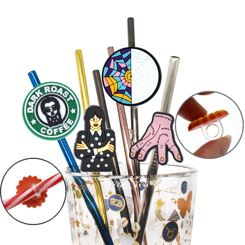 Wednesday adams straw topper charms wholesale adams family straw tip charms for drinking