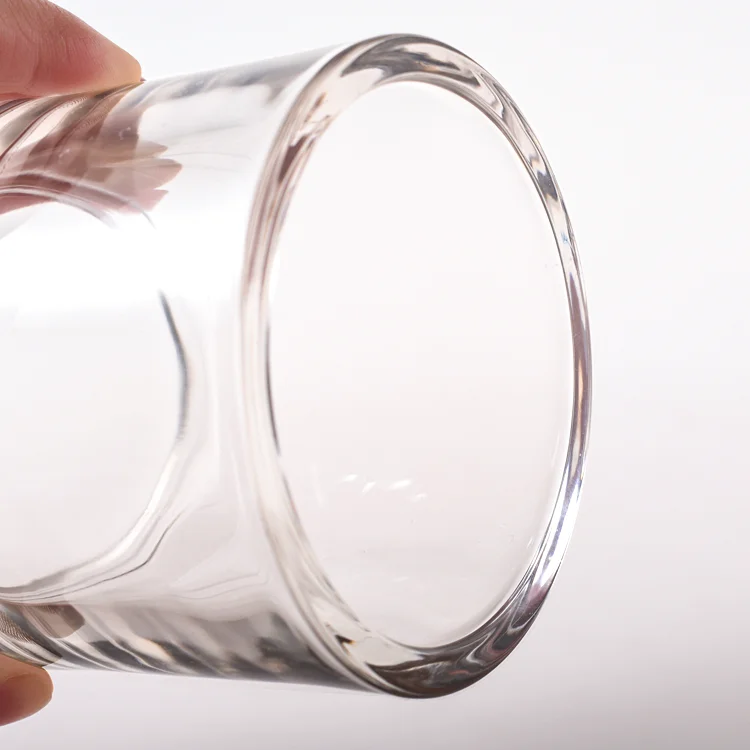 Thick wall round 280ml custom candle clear glass containers painted religious glass candle jars with metal lid
