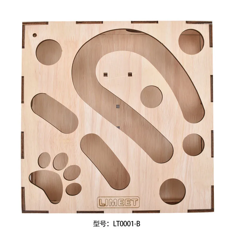 Custom Laser Engraved Logo Cat Puzzle Toy Wooden Toy Gift Hunt Box Funny Box with Balls