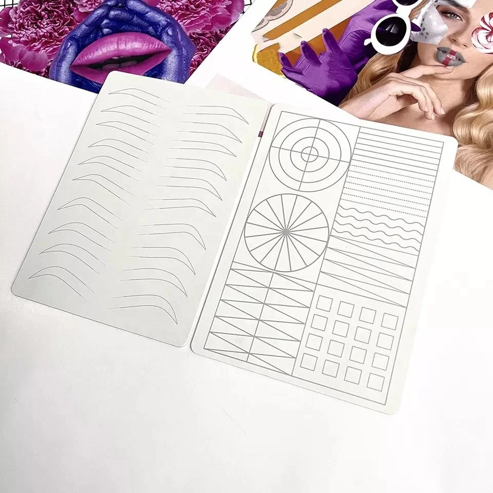 OEM Double Side Print Tattoo Training Pmu Brows Lips Line Silicone Sheet Microblading Practice Skin