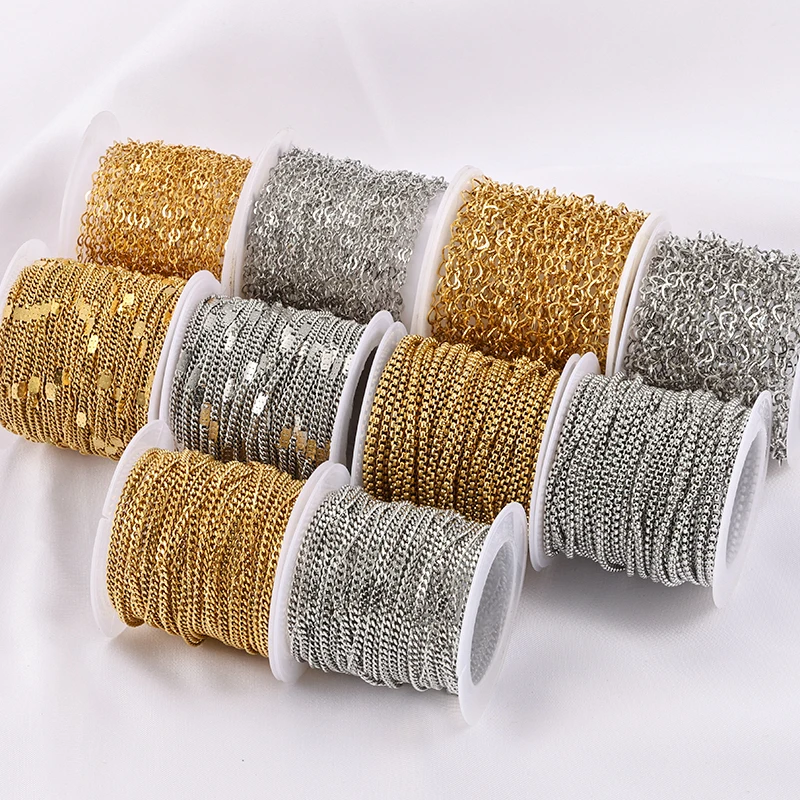 Wholesale Stainless Steel Thin Gold Chain for Permanent Necklace Jewelry Making Findings & Components Accessories