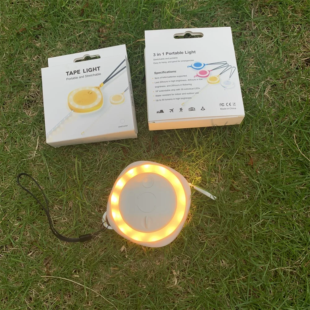 Portable And Retractable Led Light Strip AAA Battery Powered Tape Measure Lamp For Night Camping Light