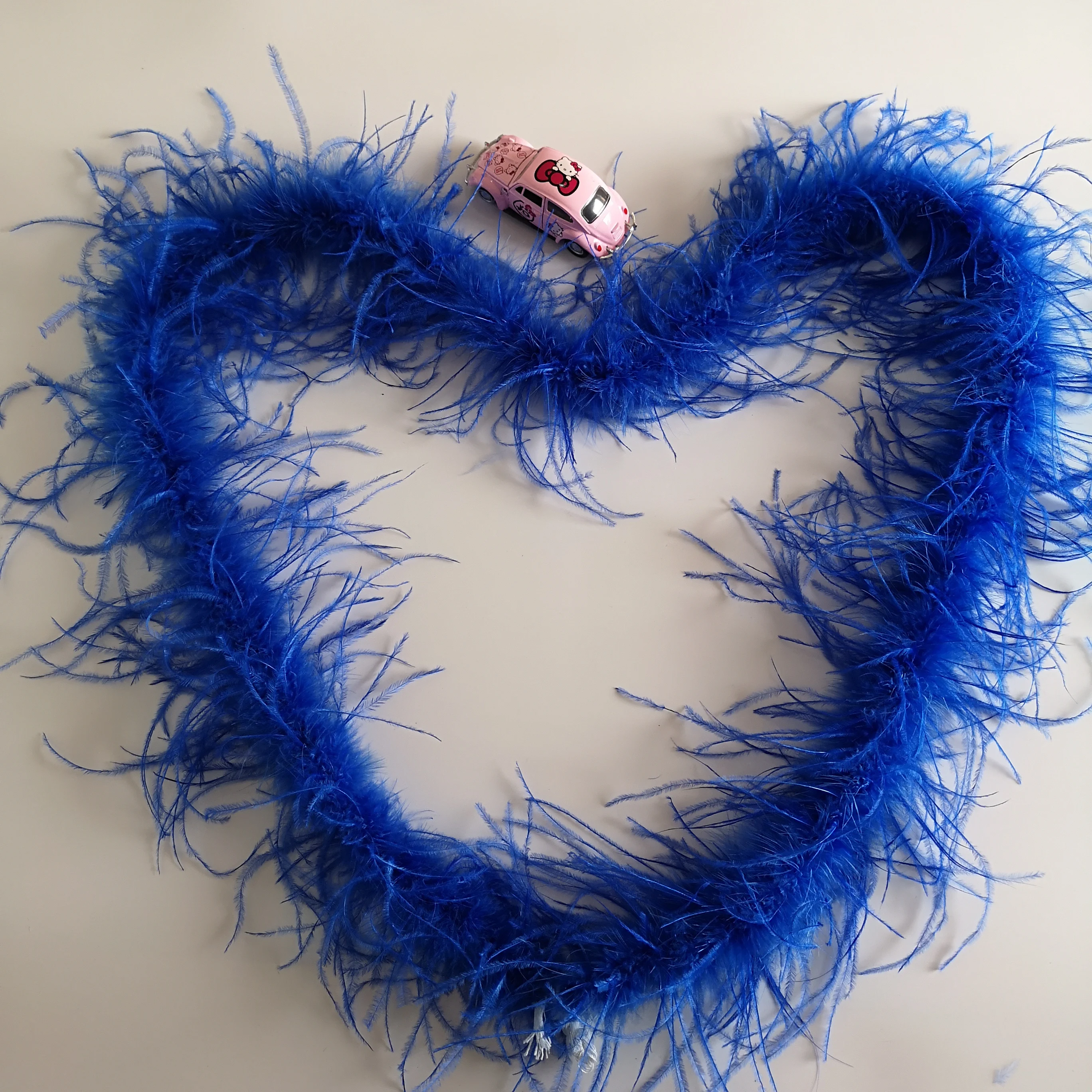 10-12cm Width Customized Luxury Ostrich Feather Trim Blue Fluffy 8-10Fringe Ostrich Feathers
