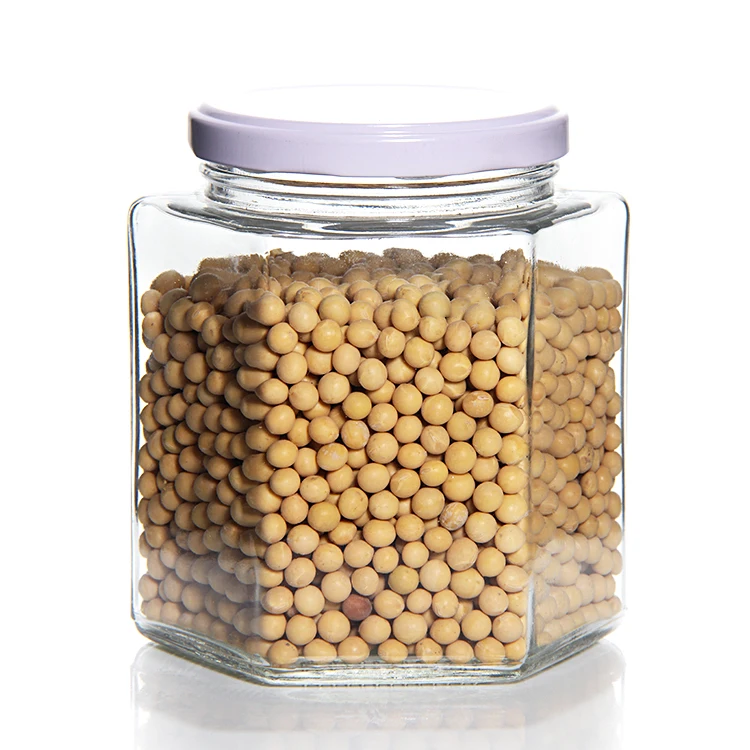 Wholesale 45ML 85ML 100ML Empty Small Hexagon Jam Chili Sauce Pickle Nut Glass Jar With Metal Lid