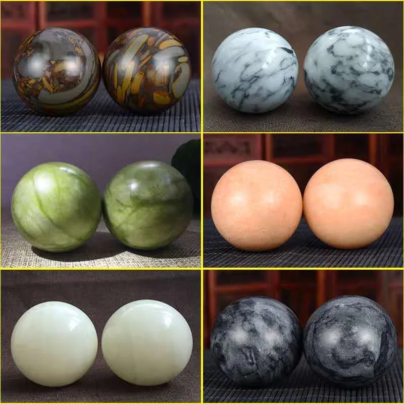 Set of 2 50mm Tourmaline Jade Fitness Balls Carved Crystal Balls Agate&Gemstone Polished Spheres with Engraving Love Theme