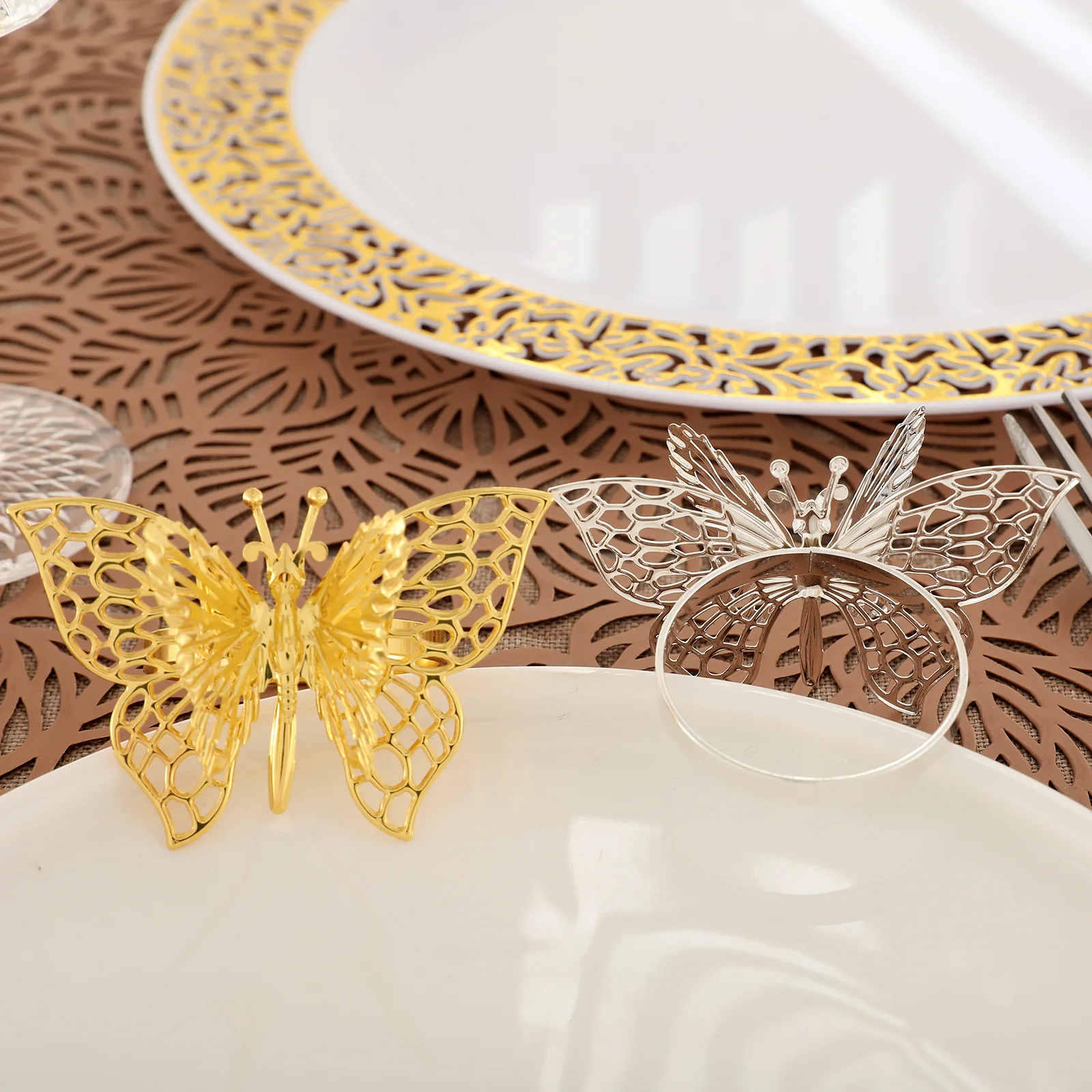 Butterfly Napkin Rings Holder for Dinners Tables Everyday Wedding Party Decor Baby Bridal Shower Banquet Supply DIY Chairs