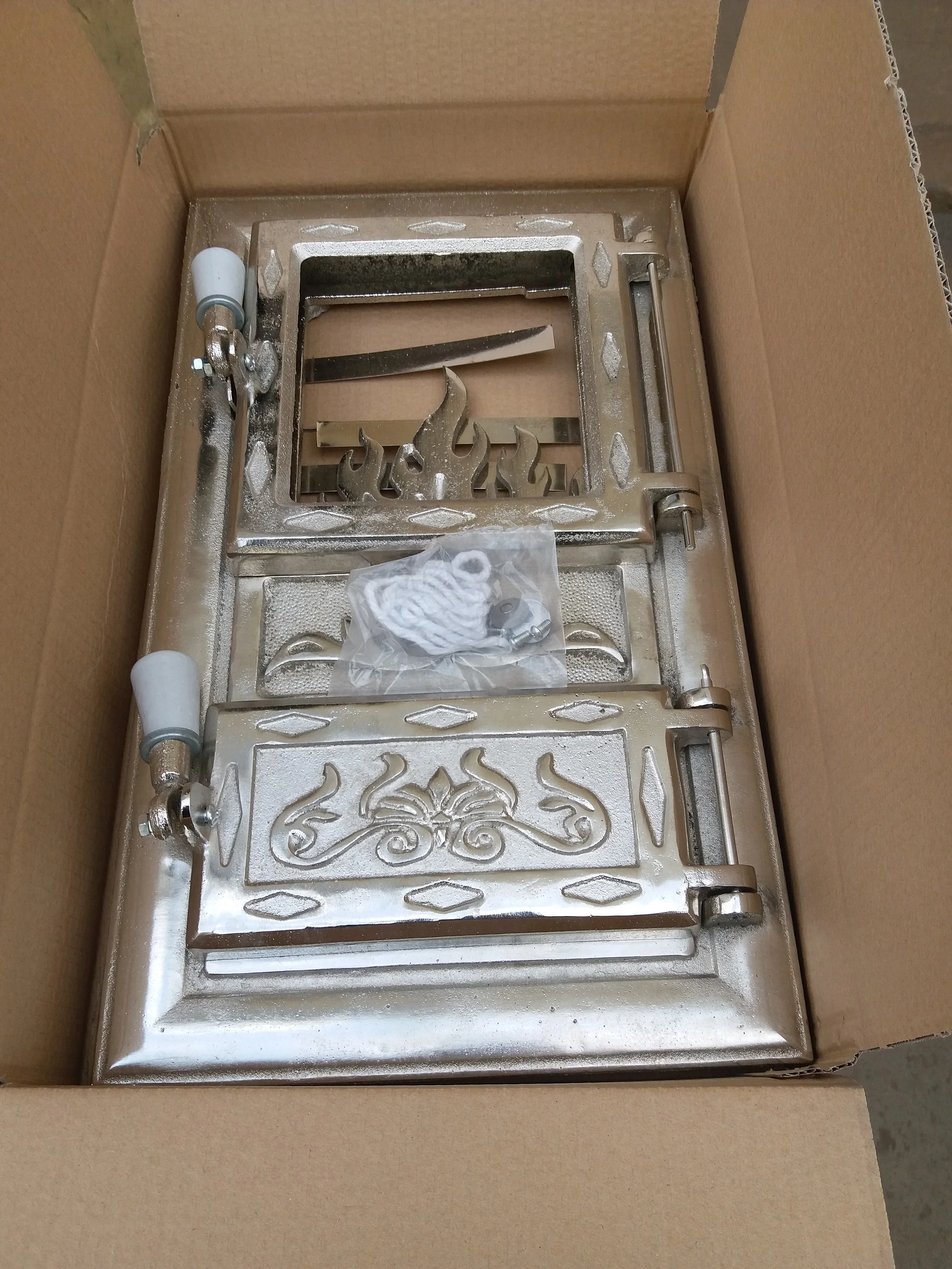 Cast Iron Wood Stove Door Fireplace Parts Nickel Plated Excluding Glass