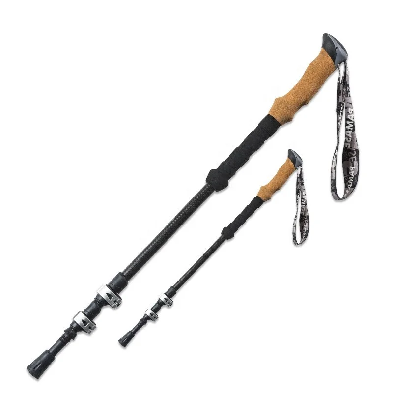 Carbon 3 Sections Lightweight adjustable dismountable Foldable alpine Fiber Travel ski Hiking Trekking Poles Walking Stick