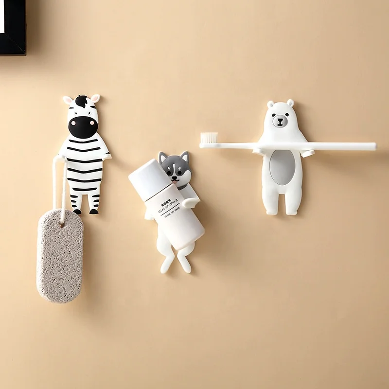 No need to perforate animal graphics storage wall hook coat hooks Key chain hanging hooks