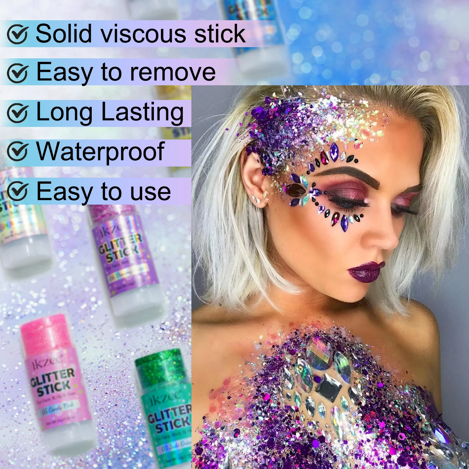 OEM Private Label 7 Colors Brightening Hair Eyeshadow Face Body Glitter Cosmetic Makeup Glitter Stick